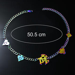 Trendy titanium steel playing cards <strong>hearts</strong> and spades <strong>emoji</strong> necklace men's hip hop colorful pendant necklace - Product Image 4