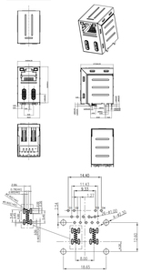 RJ45 với kép bên nhập USB Loại C 14pin Nữ kết nối USB C + RJ45 Nữ kết nối - Product Image 3