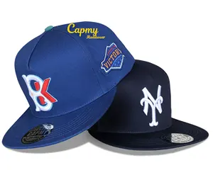 Cappello Snapback in cotone 100% con 5 pannelli personalizzato 3d con Logo in pelle con toppa in gomma da esterno per uomo e donna con cappuccio sportivo con chiusura per Snapback