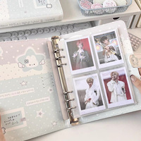 Album de cartes A5 Lapin Mignon en Cuir Souple PU, Classeur à 4 Compartiments pour Photos Polaroid, Carnet de Rangement pour Photocards Kpop pour Fans