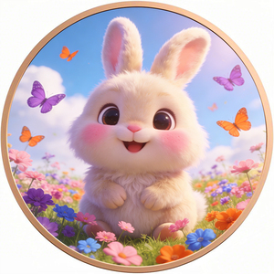 Miniatura <span class=keywords><strong>di</strong></span> Coniglio Carino, Moneta in Rame Puro 999 da 1 Oncia, Colorata con Rilievo Alto, Articolo da Collezione, Lingotto <span class=keywords><strong>di</strong></span> Rame - Product Image 3