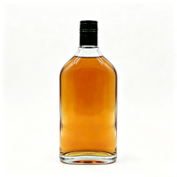 Botella de Licor de Vidrio Premium de 500 ml, Cilindro Plano de 480 g, Tapa de Rosca de Aluminio, Botella Vacía para Whisky, Brandy, Vodka