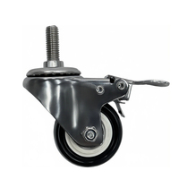Roue pivotante en acier inoxydable SS304 avec roulement en PVC de 2 pouces, frein intégré, tige de vis M10x25, capacité 25 kg, antirouille, pour le nivellement des meubles