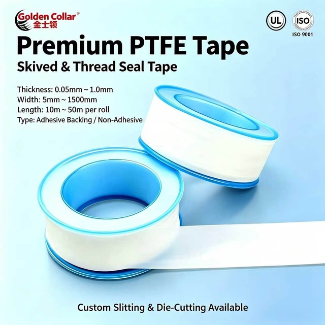 PTFE Thread Seal Tape | Non-Adhesive PTFE Plumber Tape | High Density Pipe Thread Sealant for Water, Gas & Oil Connections