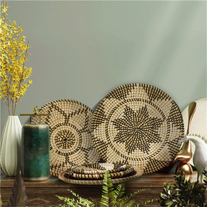 Paniers muraux Boho <span class=keywords><strong>en</strong></span> macramé plat tissé, ensemble de 3 paniers <span class=keywords><strong>en</strong></span> rotin et <span class=keywords><strong>osier</strong></span>, décoration de jacinthe d'eau suspendue à la main africaine - Product Image 6