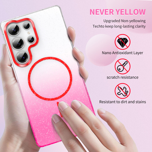 Funda Magnética con Brillantina Inalámbrica para <span class=keywords><strong>Samsung</strong></span> S25 Ultra S24 S23 Plus S22, Cubierta Protectora a Prueba de Golpes para Móvil - Product Image 2
