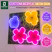 Enseigne néon LED en acrylique Satom Flowers by Andy Warhol pour vitrine de magasin et décoration murale
