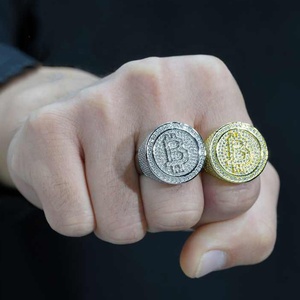 Pass Diamond Tester Hip Hop Jewelry Bling Luxury Solid 925 Silver Iced Out GRA VVS Moissanite Letter Initial B <span class=keywords><strong>Coin</strong></span> <span class=keywords><strong>Ring</strong></span> para hombres - Product Image 1