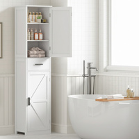 Armoire de rangement haute en bois pour salle de bain avec 6 étagères et tiroir, étagères réglables pour salon et bureau à domicile