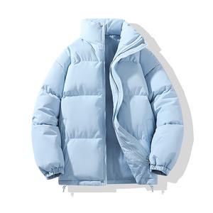 Chaqueta acolchada de color liso unisex, abrigo de algodón con cuello alto y grueso, bolsillos laterales en las costuras para personas mayores, tallas S, M, L, 2XL, 3XL - Product Image 1