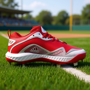 Chaussures de baseball Adidas Icon 6 Bounce pour homme, rouge et blanc, à lacets, respirantes, semelle extérieure en caoutchouc antidérapante, tige synthétique printemps - Product Image 2