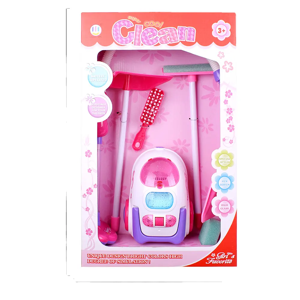 HY Toys Nouvelles ventes enfants jouer maison jouets fille nettoyage simulation chariot avec aspirateur ensemble