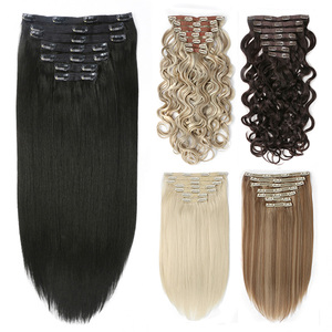 100% Extensiones de cabello con clip sin costuras Kinky Straight Curly Light Yaki 12A Grado Remy Cabello humano natural - Product Image 2