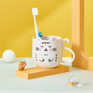 Taza de leche y café para niños de 300-400 ml con asa, taza de agua de plástico resistente al calor, taza de dibujos animados para enjuague bucal y cepillo de dientes - Product Image 2