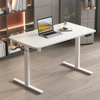 Bureau électrique bon marché Bureau à moteur unique assis et debout Tables élévatrices d'ordinateur Cadre blanc Hauteur réglable