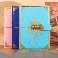 Carnet de mots de passe A5 en similicuir rétro avec serrure NAB04, carnet épaissi, journal d'écriture minimaliste pour étudiant, cadeau