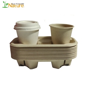 Bagazo biodegradable desechable compostable, caña <span class=keywords><strong>de</strong></span> azúcar, papel <span class=keywords><strong>de</strong></span> caña <span class=keywords><strong>de</strong></span> azúcar, soporte para taza <span class=keywords><strong>de</strong></span> café, bandeja <span class=keywords><strong>de</strong></span> transporte para 2/4 tazas - Product Image 6