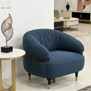 Sillón de Diseño Escandinavo de Mediados de Siglo, Sofá Individual Minimalista Azul, Sillas Decorativas de Ocio para Sala de Estar - Product Image 3