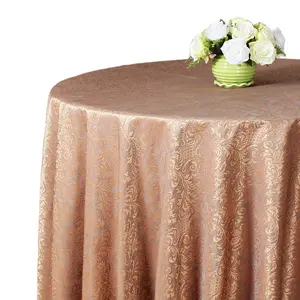 抗皱100% 涤纶素色白色婚礼圆桌布宴会用廉价优质棉麻桌布
