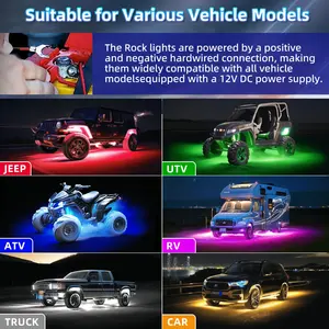 14Pods Aluminum UV Rock Lights For Trucks Greenshuo Light Rock Fishing Outdoor Under Car RGB Rock Lights For Jeep Jk