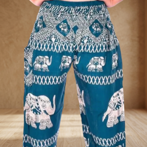 Bangkok Women's Boho Yoga Pants Elastic Breathable Eco-Friendly Casual Summer Clothing Mid-Waist Asymmetric <b>Harem</b> Pants - Product Image 3