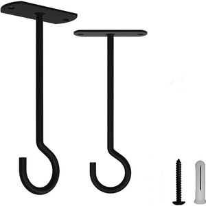 Crochets muraux noirs pour suspendre paniers, lampes, vêtements, cages à oiseaux, paquet de 2 - Product Image 1