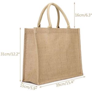 Nouveauté Sac de courses réutilisable en jute et lin écologique Logo personnalisé imprimé et matériau recyclé naturel - Product Image 3