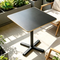Table de salle à manger extérieure moderne en HPL 70x70cm avec bord en aluminium, surface facile à nettoyer, convient pour restaurant, café, hôtel