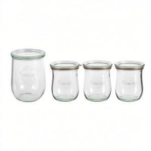 Weck Tulip Jars 1/2 Liter Mold Shape Set of 4 with Rubber <b>Rings</b> and <b>Clips</b> - Product Image 2