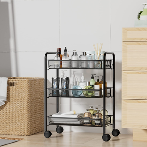 Carrito de Almacenamiento Multifuncional de 4 Ruedas, Estante de Cocina de Malla Metálica de 3 Niveles, Carrito de Almacenamiento con Ruedas - Product Image 2