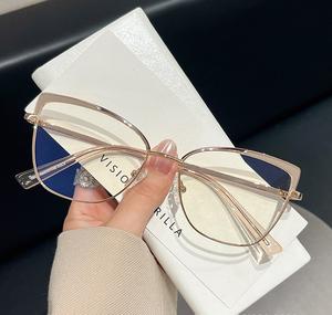 Nouvelles <span class=keywords><strong>lunettes</strong></span> tendance à monture large <span class=keywords><strong>papillon</strong></span>, polyvalentes pour visages carrés et ronds, anti-lumière bleue, pour myopie - Product Image 3