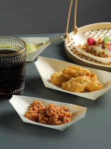 100 pcs/बैग 6 इंच अनुकूलन लोगो डिस्पोजेबल लकड़ी की नावों रेस्तरां पर्यावरण के अनुकूल, स्वच्छ और अपमानजनक - Product Image 2