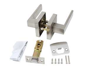 Juego de cerradura de acero inoxidable para puerta principal de madera al ras de mercado de EE. UU. Juego de manija de puerta cuadrada Cerradura - Product Image 1