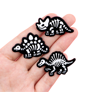 Dinosaur Skeleton Metal <b>Pin</b> Cartoon Animal Enamel Brooch Art Collectible Lapel Jewelry Accessory - Product Image 1