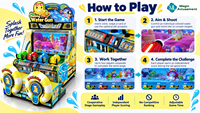 MAGIC AMUSEMENT Jeu d'arcade commercial de tir à l'eau Nailong pour 4 joueurs, avec circulation d'eau stérilisée aux UV, à monnayeur, pour salles d'arcade et centres de divertissement familial