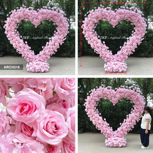 Arche en forme de cœur en soie réaliste faite à la main, super romantique, <span class=keywords><strong>fleur</strong></span> artificielle pour la décoration de mariage et de la fête des mères - Product Image 3