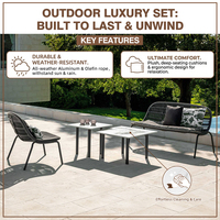 Ensembles de meubles d'extérieur peu encombrants avec housses lavables, chaise œuf légère et imperméable en corde tressée avec structure en aluminium pour jardin