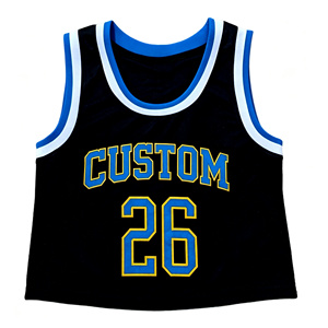 Maillot de basketball court personnalisé brodé, avec bordure rayée au col et aux emmanchures, en maille sans manches, haut pour supporter de basketball, tenue de match - Product Image 1