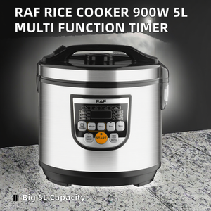 Cuisinière à riz électrique portable en acier inoxydable 900W Haute puissance 5L Options de cuisson multifonctions Minuterie 24 heures Tasse à mesurer pour camping-car - Product Image 2