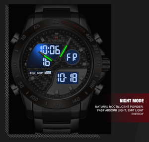 NAVIFORCE 9171 Montres de luxe pour hommes fabriquées en Chine, montres numériques sportives avec bracelet en acier inoxydable - Product Image 3
