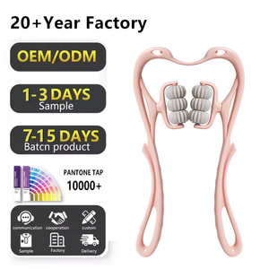 Masajeador de cuello Manual de 6 bolas con logotipo personalizado, herramienta de rodillo PP TPR, masajeador de cuello de doble punto de presión manual - Product Image 5