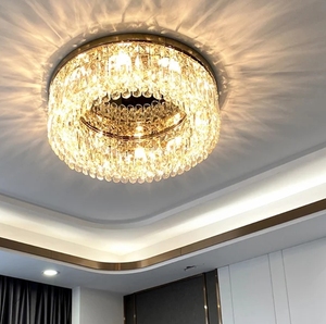 Nouveau Style intérieur décoratif maison éclairage hôtel or lumière moderne Led circulaire cristal plafonnier - Product Image 5