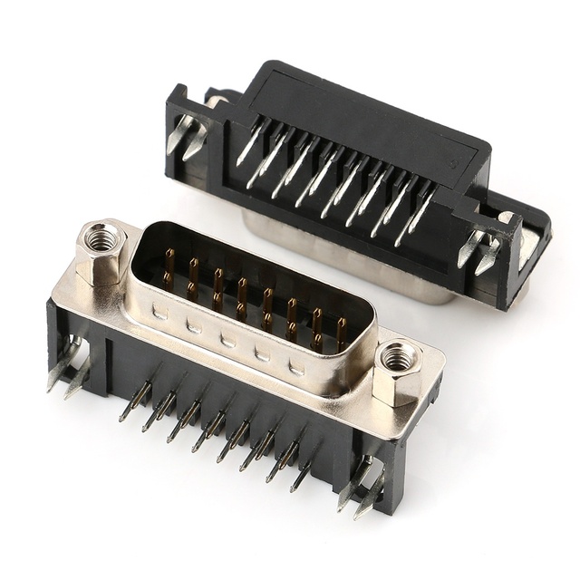 15-Pin DR-15 D-Sub Right Angle VGA Male Connector for PCB for PC Applications