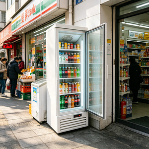 Réfrigérateur commercial de supermarché avec porte vitrée pour boissons, cola, lait, etc. - Product Image 1