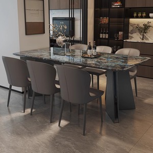 Bộ <span class=keywords><strong>6</strong></span> bàn ăn hiện đại hình chữ nhật mặt đá cẩm thạch kèm ghế, bàn ăn đá cẩm thạch gia dụng - Product Image 4