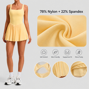 Vestido de tenis plisado para mujer con pantalones cortos y bolsillo, espalda abierta, vestido deportivo con soporte para bádminton, pickleball y golf - Product Image 2