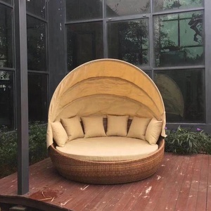 Tutti di Vimini Daybed Mobili da Giardino Letto Rotondo Solarium con Baldacchino Spiaggia Solarium Spiaggia Daybed - Product Image 6