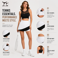 JIEJIN - Conjunto de Falda y Top Deportivo para Mujer, Diseño Color Block, Plisado, Cintura Alta, con Shorts Integrados