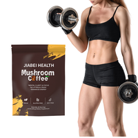 Café instantané au Ganoderma et aux champignons Lion's Mane, à base de plantes, marque distributeur, en poudre neutre noire en sachet