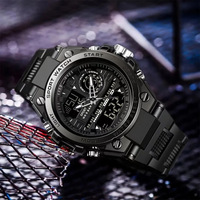 Jam Tangan Elektronik Fashion Olahraga Jam Tangan Pria Digital Elektronik Tampilan Ganda LED Lampu Malam Tahan Air dan Tahan Guncangan